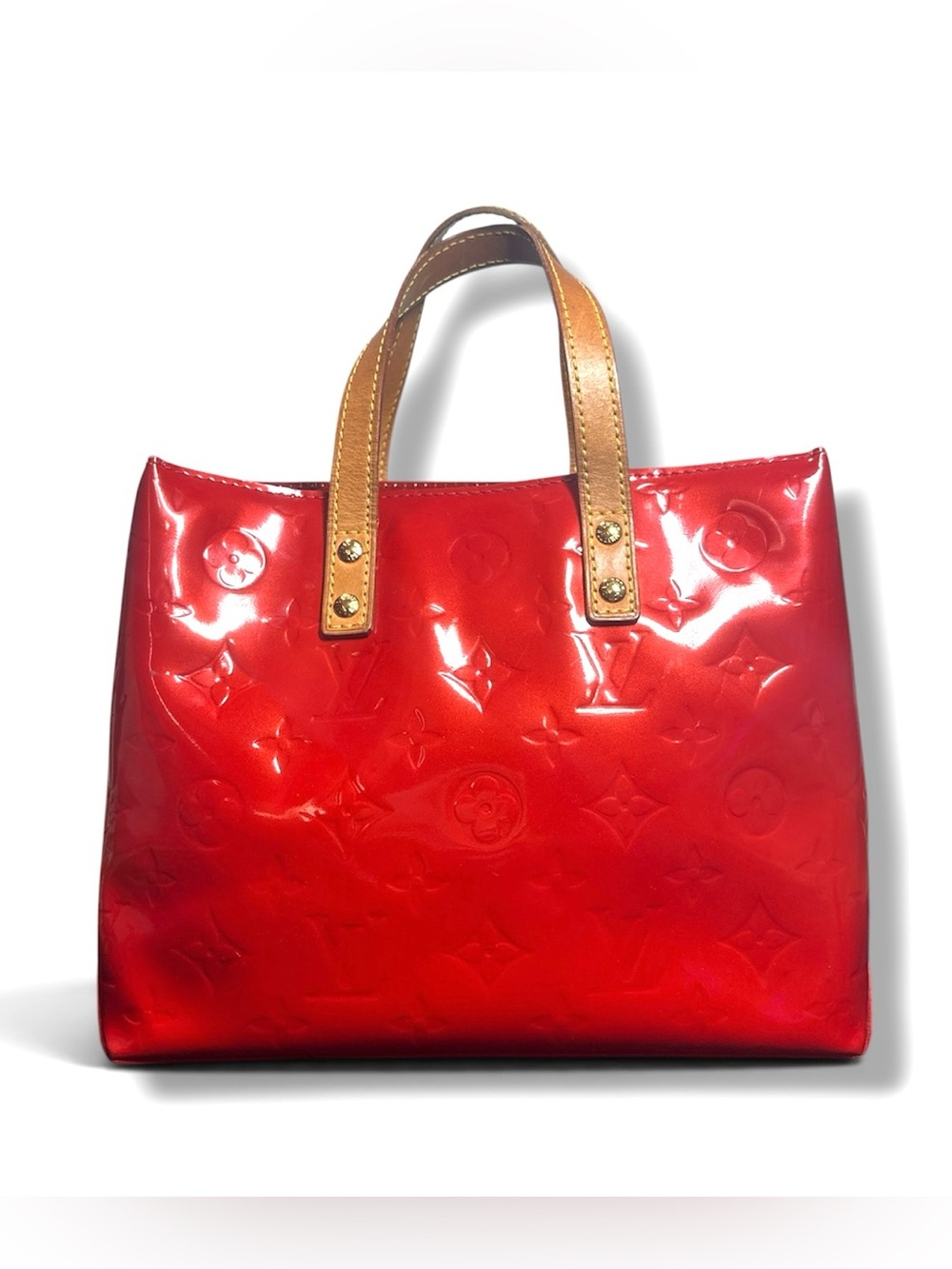 Louis Vuitton Reade PM Red Monogram Vernis Tote Bag Vintage 2003 Authentic